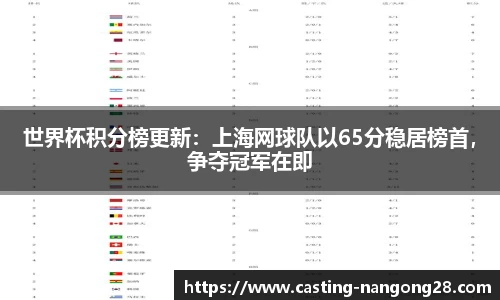 世界杯积分榜更新：上海网球队以65分稳居榜首，争夺冠军在即